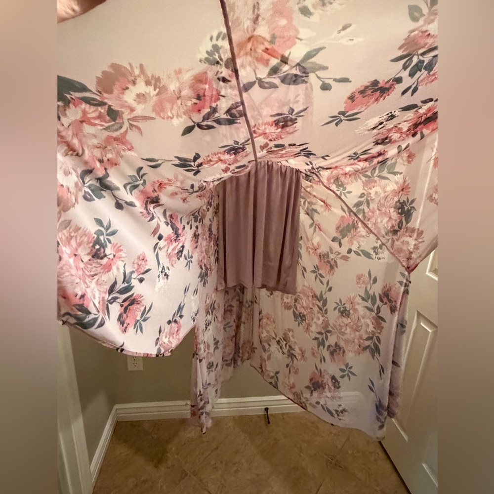 Maurices Floral Dress Women’s XL Pink Midi Smocked Waist Flutter Sleeve - Picture 6 of 8